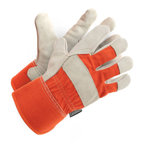 Grain Leather Work Glove with Rubberized Cuff 015-02534R