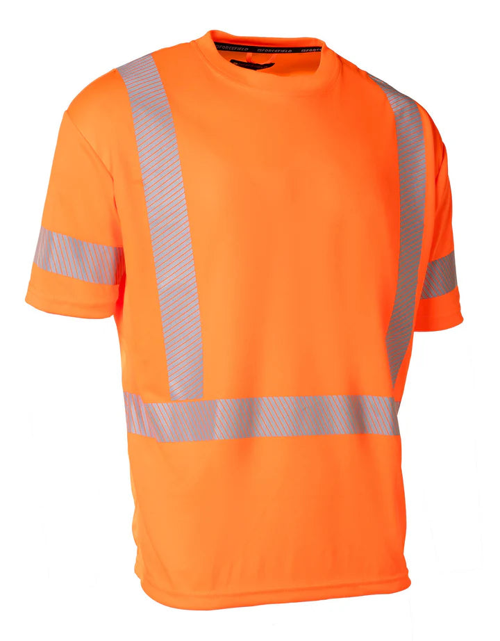 FORCEFIELD Hi Vis Orange Crew Neck Short Sleeve Ultrasoft Technical Tee 022-SEGSBX