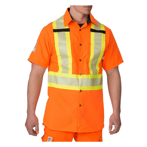 BIG BILL Unisex Hi-Vis S/S Ripstop Work Shirt with dual Chest Pocket 143HVP