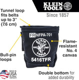 Klein Tools 9" Flame-Retardant Canvas Bolt Bag in Black - 5416TFR