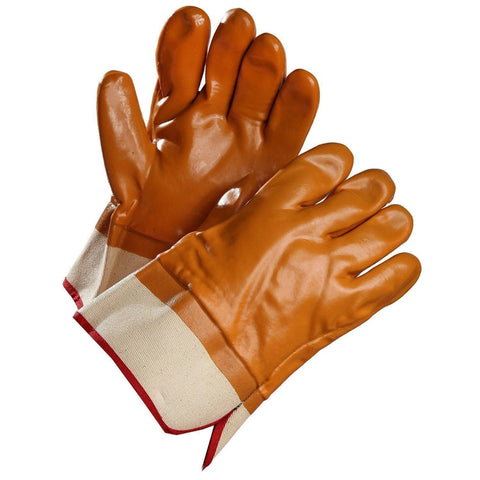 Gants résistants aux produits chimiques, enduits de PVC orange, doublés de polaire, manchette de sécurité 014-02781