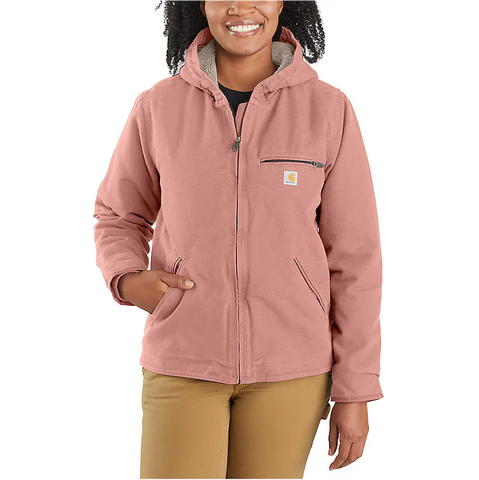 Carhartt® Women's Loose Fit Washed Duck Sherpa Lined Hooded Jacket -  104292-B10