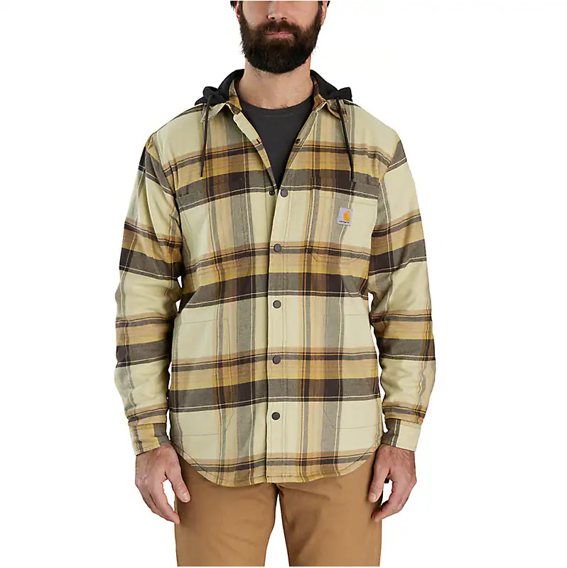 Carhartt Rugged Flex Loose Fit Canvas Fleece-lined Shirt Jac in Brown