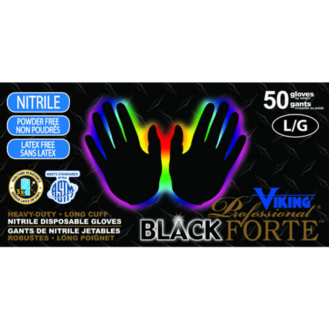 Viking® Professional Black Forte™ 10mil Disposable Nitrile Gloves 34606