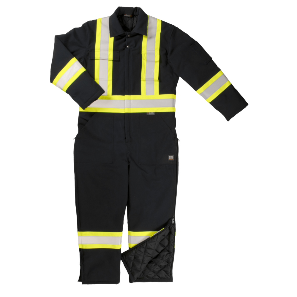 Tough Duck Insulated Safety Coverall, L, Black