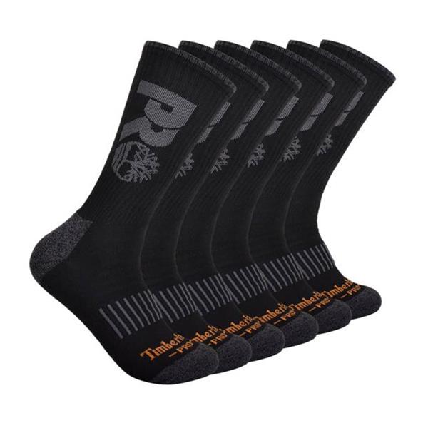 Timberland PRO Men's Tipped Logo 6-Pack Cushion Crew Sock