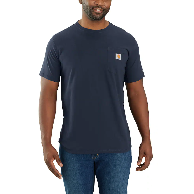 Carhartt Men's Force Relaxed Fit Midweight Short Sleeve Pocket T-Shirt, Azure Blue, Large
