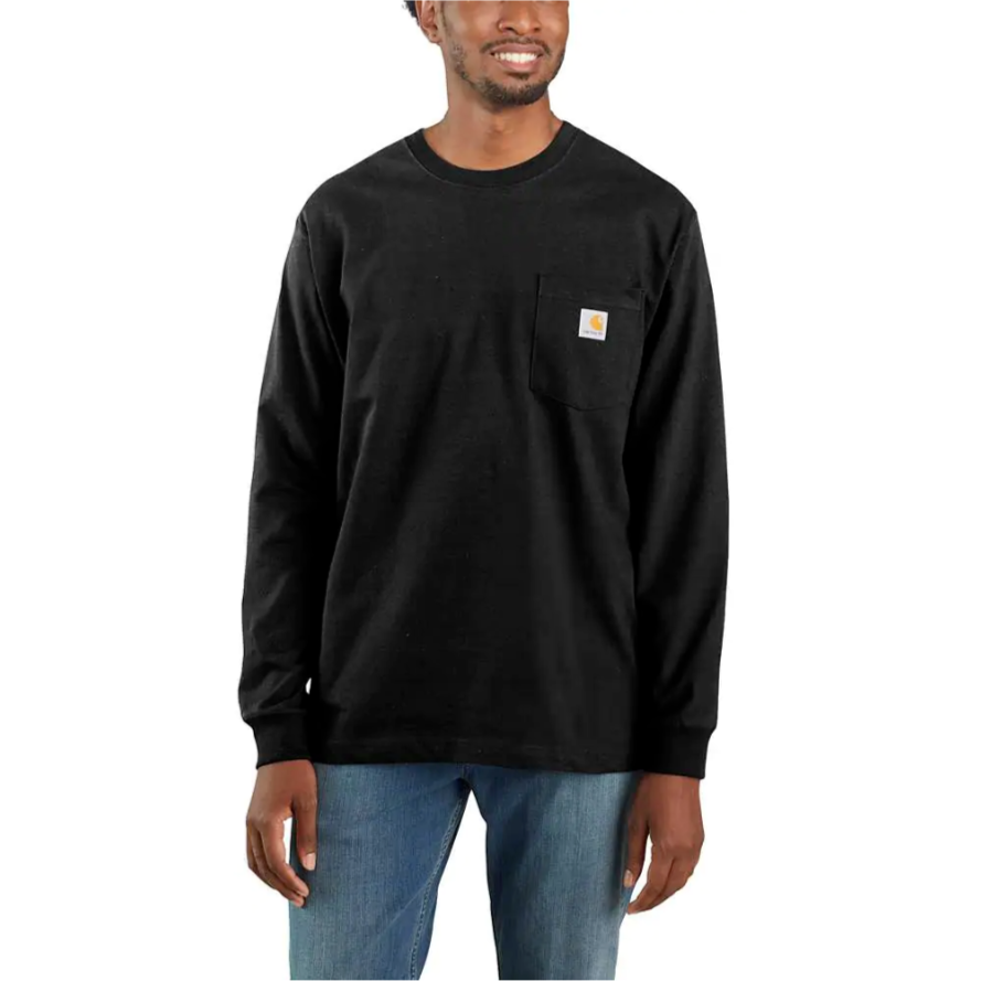 Carhartt Men's Workwear Pocket Long Sleeve T-Shirt CTK126, 4XL / Black