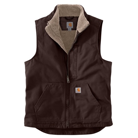 CARHARTT® Loose Fit Washed Duck Sherpa-Lined Mock-Neck Vest 
